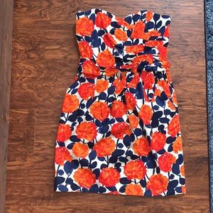 Shoshanna floral strapless dress with bow